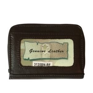 Leather RFID blocking wallet brown
